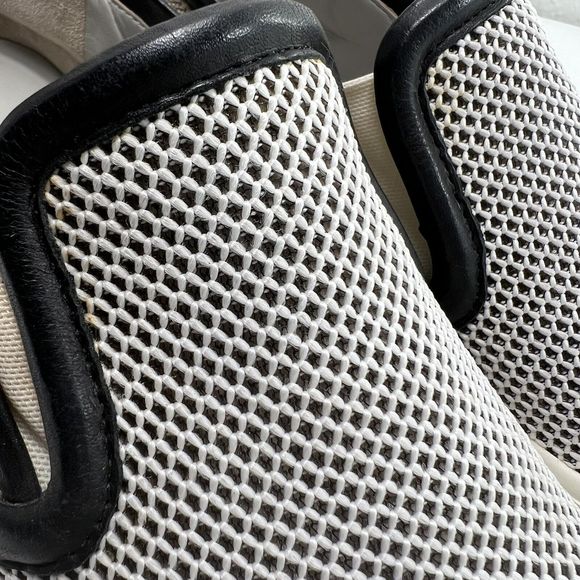 Vince Women's Bram Slip On Shoe Size 5.5 White Mesh Black Leather Sneaker Loafer - Picture 6 of 11